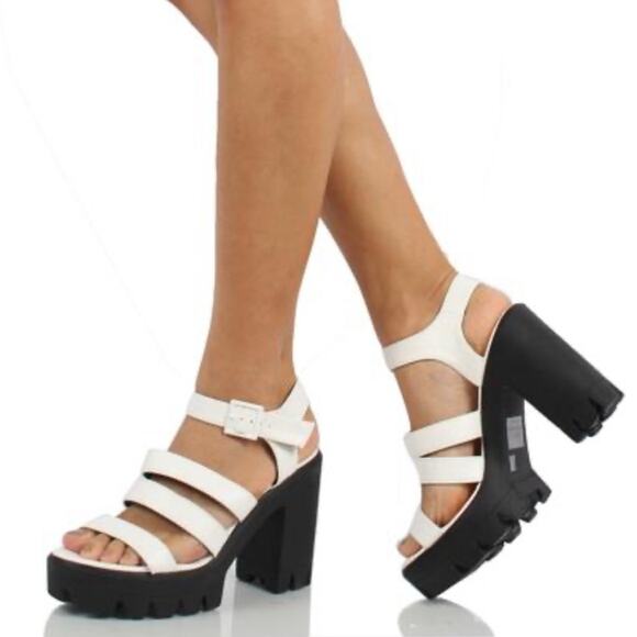 Boutique Shoes - NEW Y2K White Strappy Platform Heels